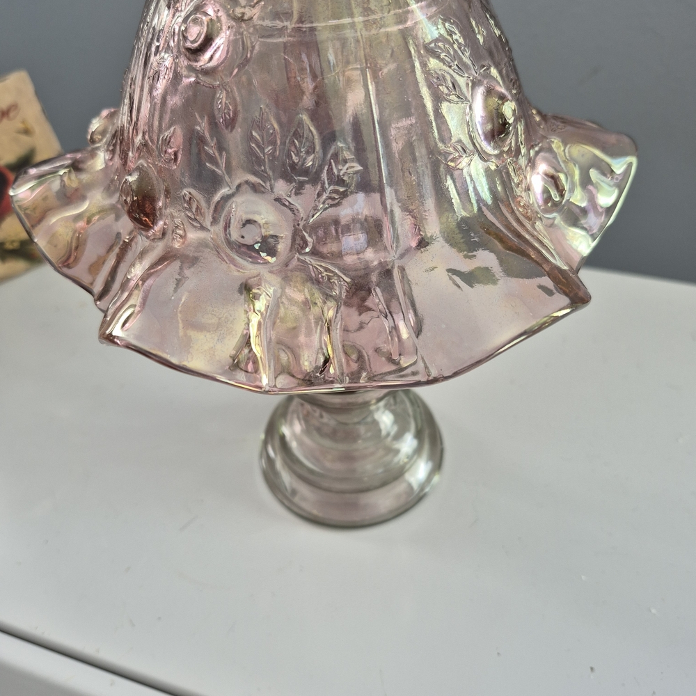 Fenton/homco Vintage Dusty Irridecent Rose Fairy Lamp - Picture 2 of 9